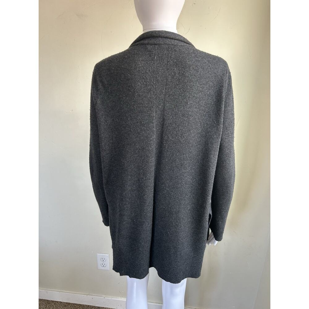 Max Studio 100% Cashmere Long Cardigan Womens M Gray Open Front Minimalist - Picture 2 of 12